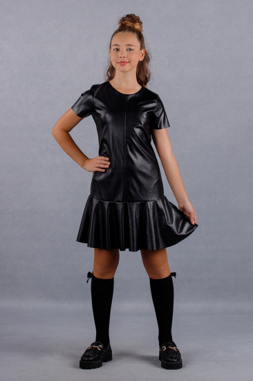DMB KIDS 5851 Платье "Экокожа" (цвет: Черный)